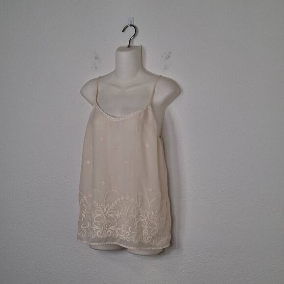 Old Navy Floral Embroidered Cami Sz S Lace Adjustable Straps Boho Minimalist - Picture 2 of 14